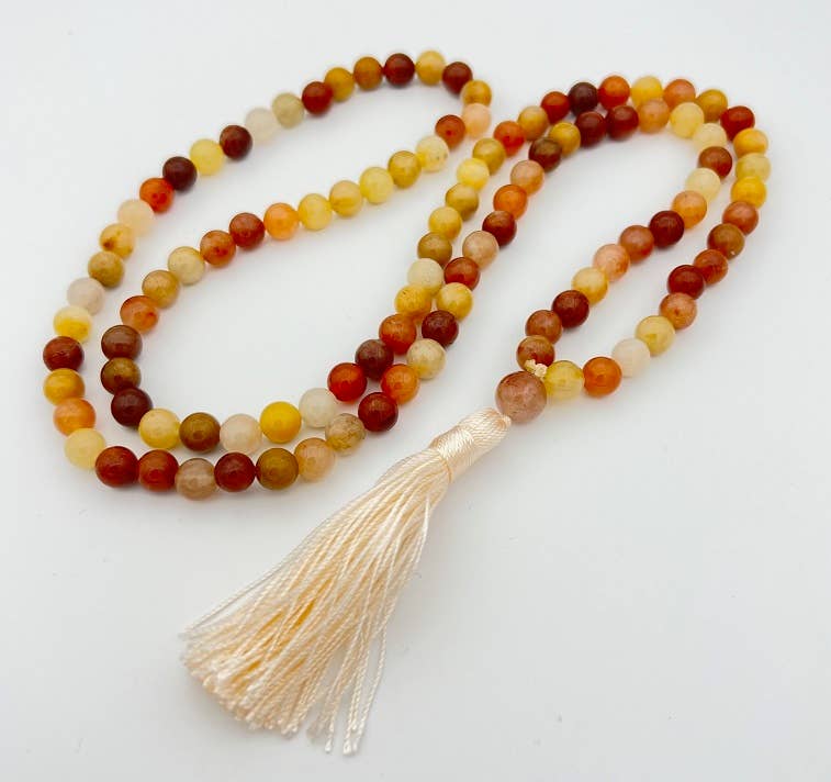 Rainbow Jade Zen Knotted 108 Bead Mala - Prayer Beads - 8mm (1 Pack)