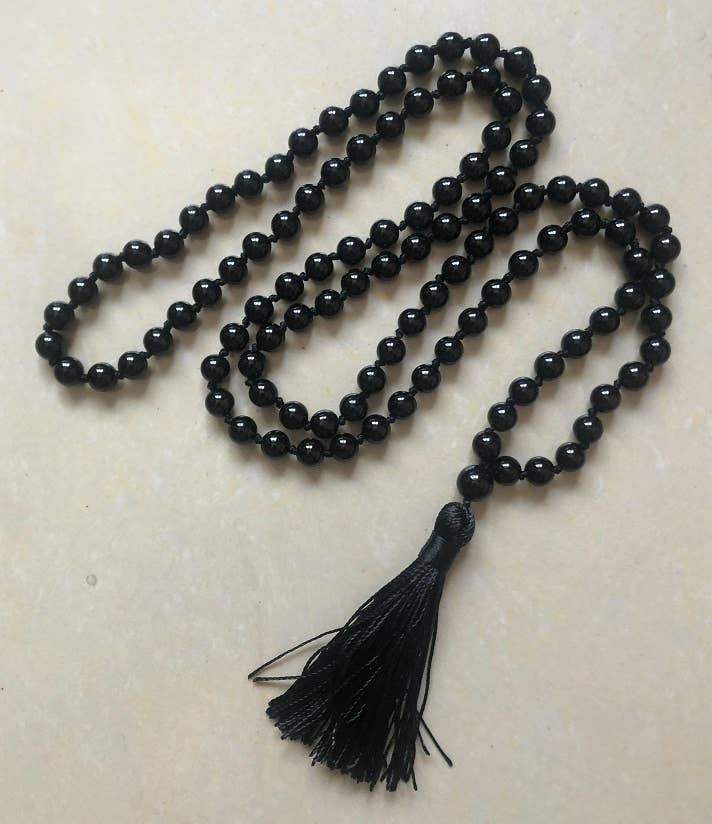Black Obsidian Knotted 108 Mala - Prayer Beads - 8mm (1 Pack)