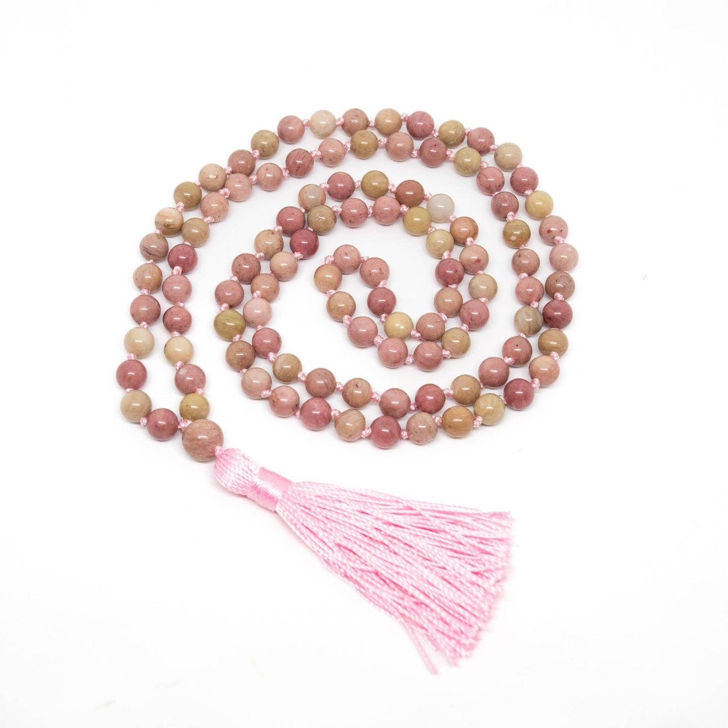 Rhodonite Knotted 108 Bead Mala - Prayer Beads - 8mm (1 Pack)