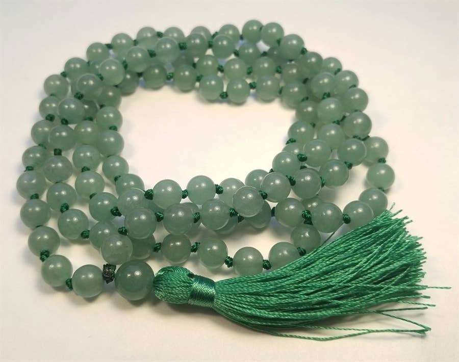 Green Aventurine Knotted 108 Bead Mala - Prayer Beads - 8mm (1 Pack)