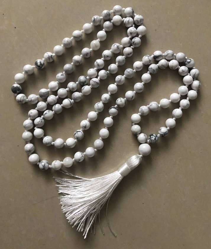 Howlite Knotted 108 Bead Mala - Prayer Beads - 8mm (1 Pack)