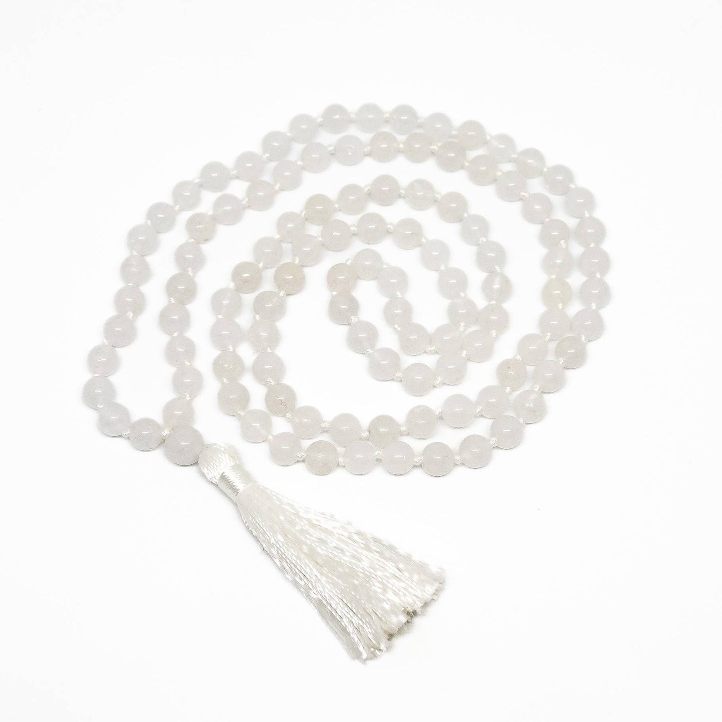White Jade Knotted 108 Mala - Prayer Beads - 8mm (1 Pack)