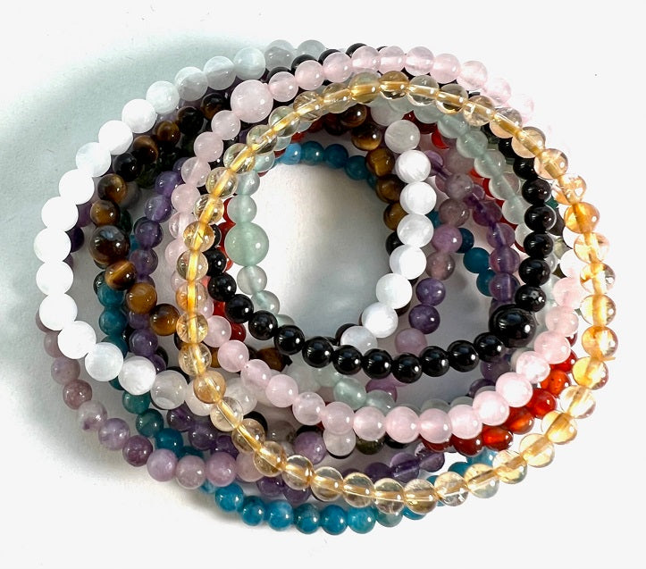 Gemstone 4mm Bracelets - Wrist Malas - All Wrists Sizes - New!