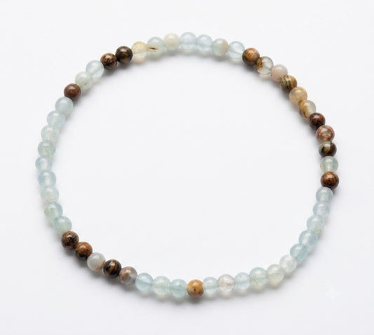Blue Calcite Beaded Bracelet - Wrist Mala 4mm (2 Pack) - Average Wrists - New!
