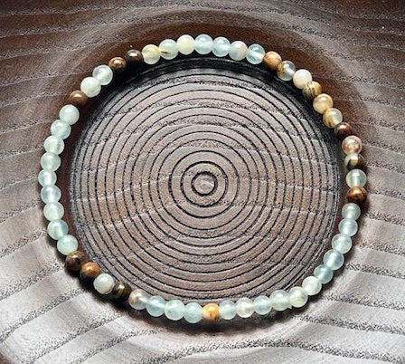 Blue Calcite Beaded Bracelet - Wrist Mala 4mm (2 Pack) - Average Wrists - New!