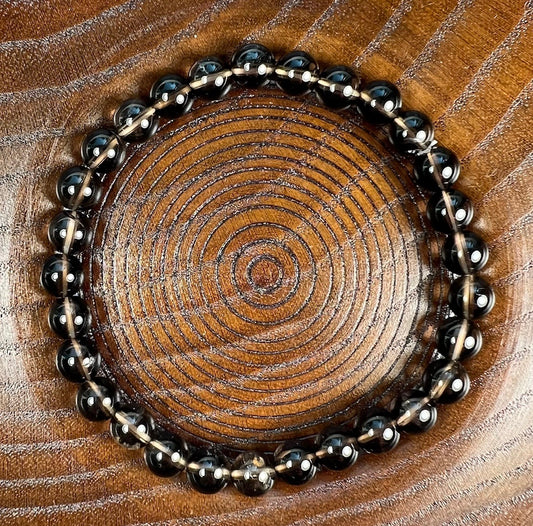 Smoky Quartz Crystal Beaded Bracelet - Wrist Mala - 6mm (2 Pack) - Average Wrists - New