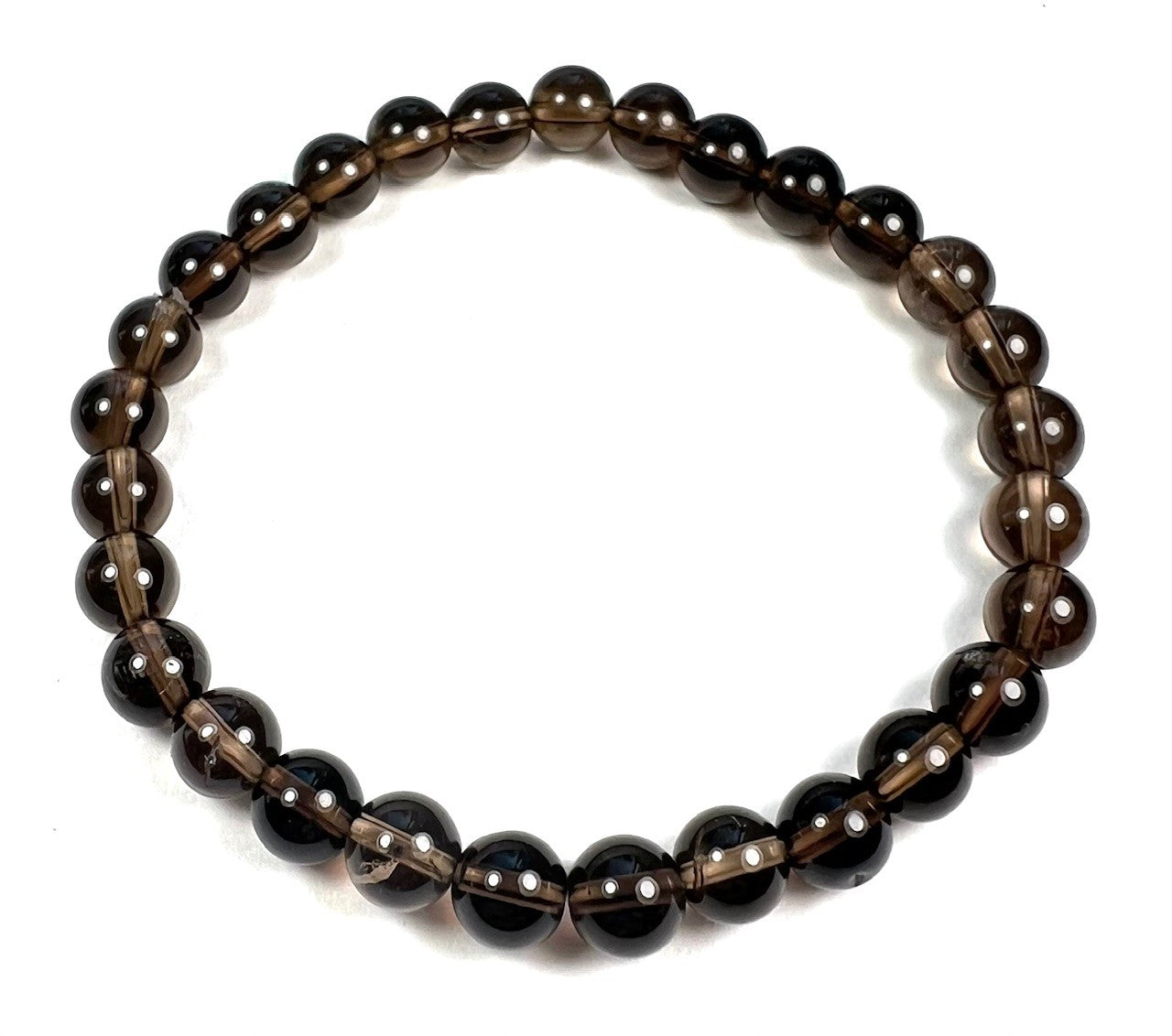 Smoky Quartz Crystal Beaded Bracelet - Wrist Mala - 6mm (2 Pack) - Average Wrists - New