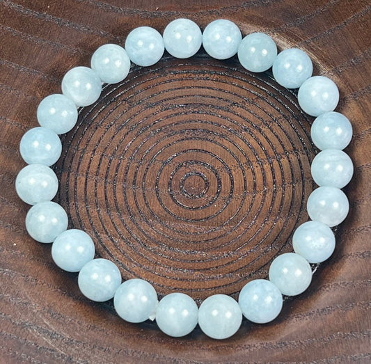 Aquamarine Beaded Bracelet - Wrist Mala - 6mm (1 Pack) - Average Wrists - New