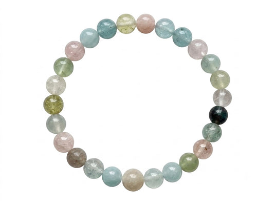 Morganite, Aquamarine & Heliodor Beaded Bracelet 6mm (2 Pack) - Average Wrists - New!