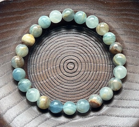 Blue Calcite Beaded Bracelet - Wrist Mala 6mm (2 Pack) - Average Wrists - New!