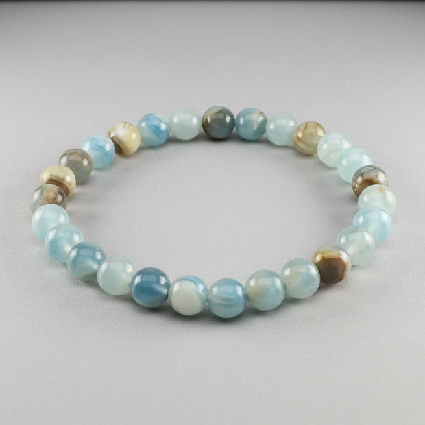 Blue Calcite Beaded Bracelet - Wrist Mala 6mm (2 Pack) - Average Wrists - New!