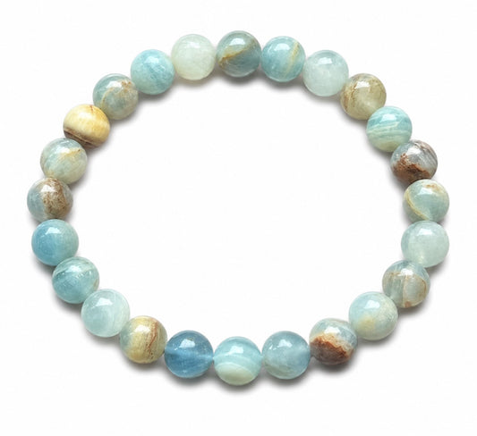 Blue Calcite Beaded Bracelet - Wrist Mala 6mm (2 Pack) - Average Wrists - New!