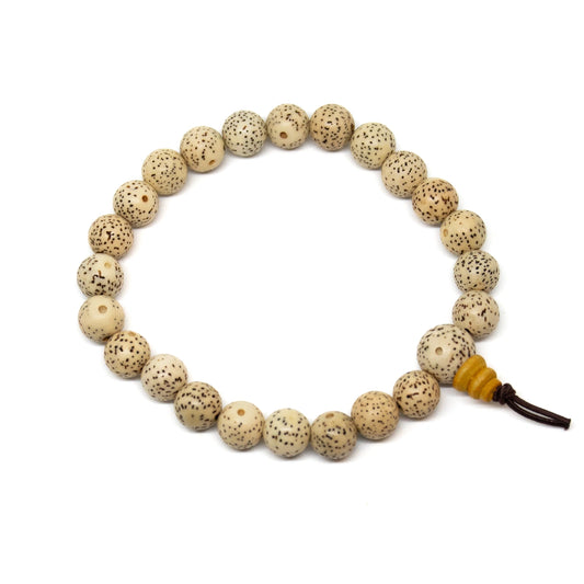 White Lotus Seed Beaded Bracelet - Wrist Mala - 8mm (4 Pack)