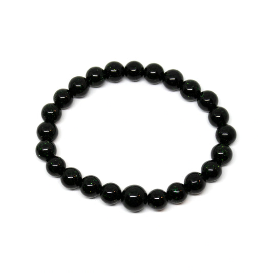 Green Goldstone Beaded Bracelet - Wrist Mala - 8mm (4 Pack)