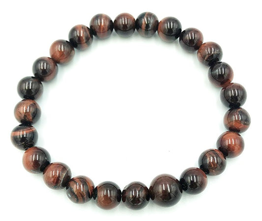 Red Tiger's Eye Beaded Bracelet - Wrist Mala - 6mm (4 Pack) - Average Wrists