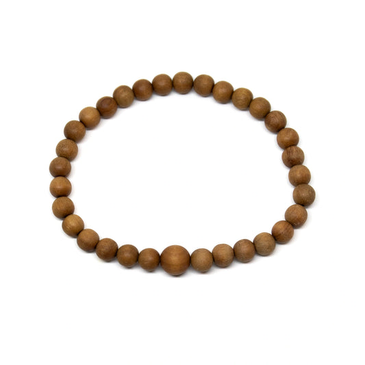 Sustainable Indian Sandalwood Beaded Bracelet Wrist Mala 6mm (1 Pack)