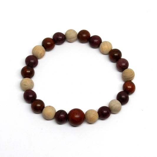 Dragon Blood Wood, Purpleheart & Cypress Wood Bracelet 8mm (4 Pack)