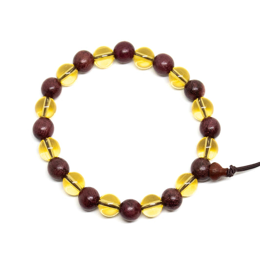 Purpleheart Wood & Citrine Beaded Bracelet - Wrist Mala 8mm (2 Pack)