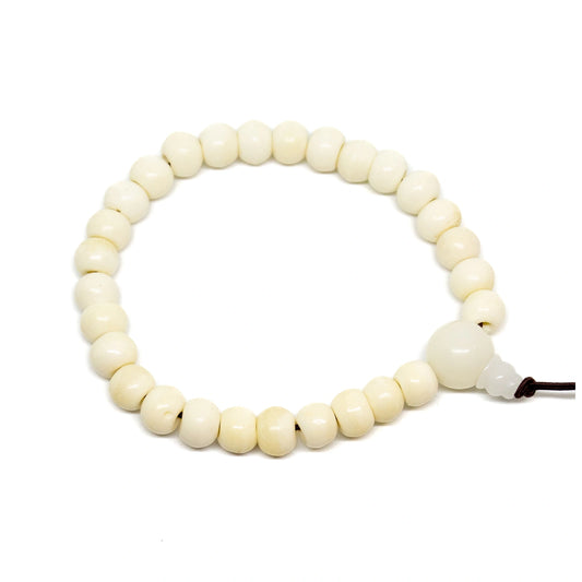 Yak Bone Beaded Bracelet - Wrist Mala - 6x8mm (2 Pack)