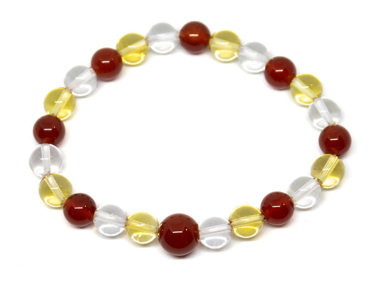 Carnelian, Citrine and Clear Quartz Beaded Bracelet 8mm (2 Pack) - Average Wrist