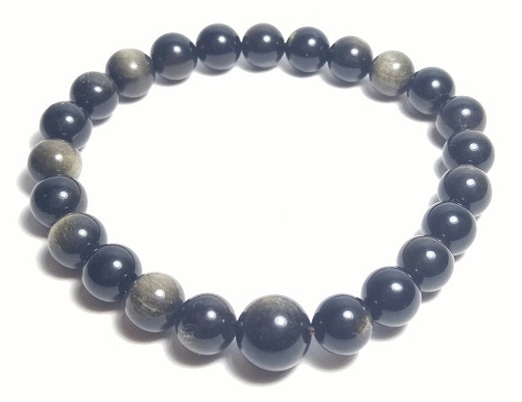 Gold Sheen Obsidian Beaded Bracelet - Wrist Mala - 6mm (4 Pack) - Average Wrists