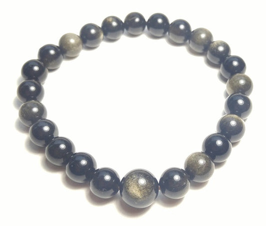 Gold Sheen Obsidian Beaded Bracelet - Wrist Mala - 6mm (4 Pack) - Average Wrists