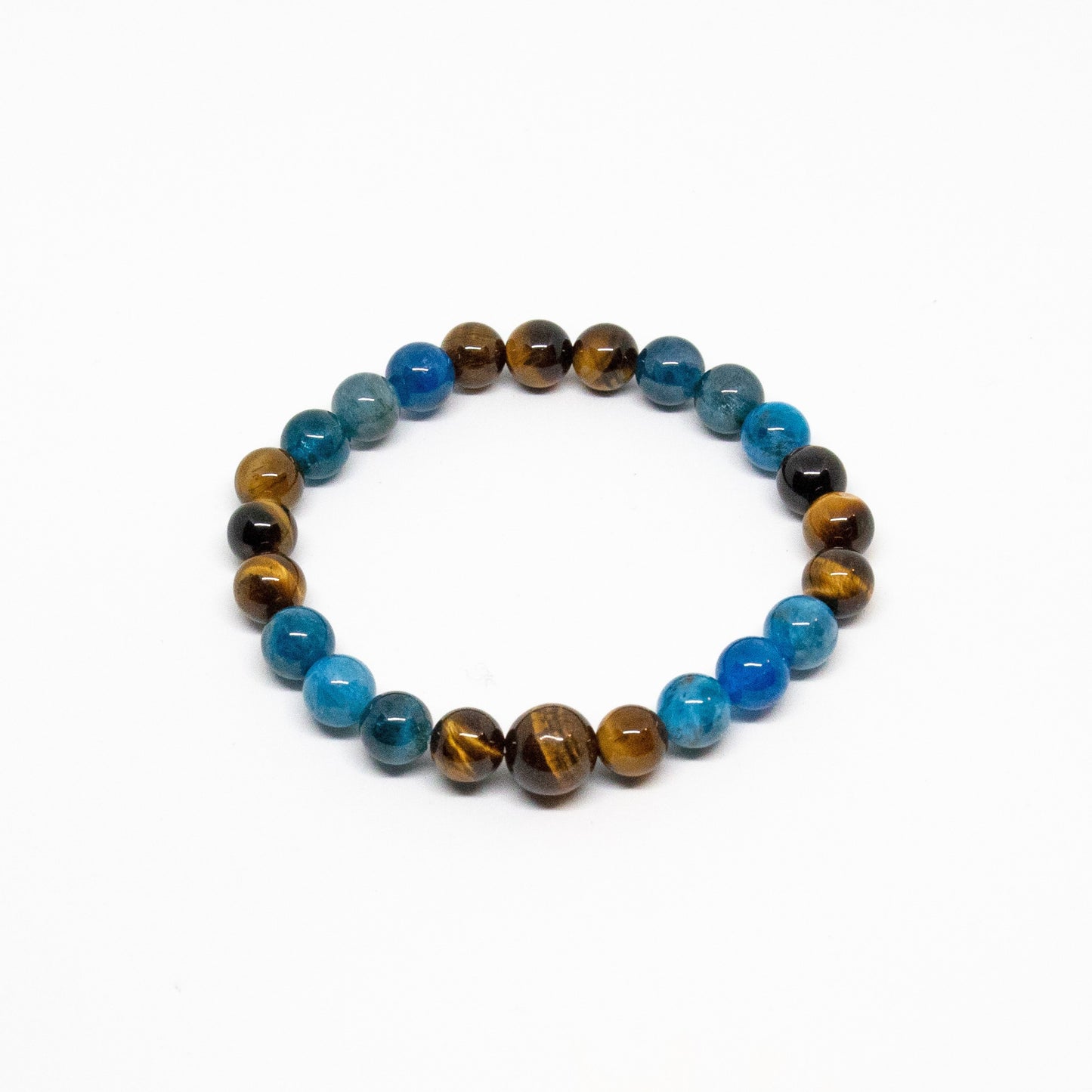 Apatite & Tiger's Eye Beaded Bracelet - Wrist Mala - 8mm (2 Pack) - Small Wrists