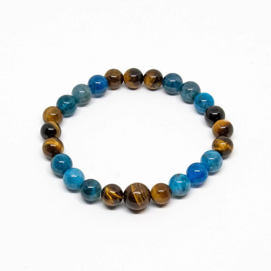 Apatite & Tiger's Eye Beaded Bracelet - Wrist Mala - 6mm (2 Pack) - Large Wrists
