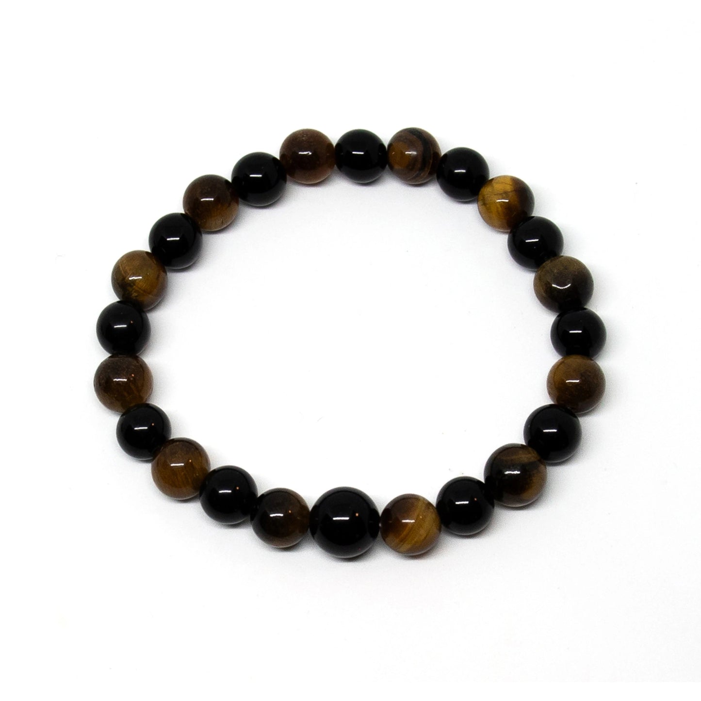 Tiger's Eye & Black Obsidian Beaded Bracelet Wrist Mala 8mm (4 Pack)