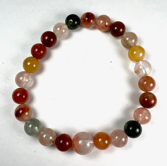 Rainbow Rutilated Quartz Beaded Bracelet - Wrist Mala 8mm (1 Pack) - Average Wrist