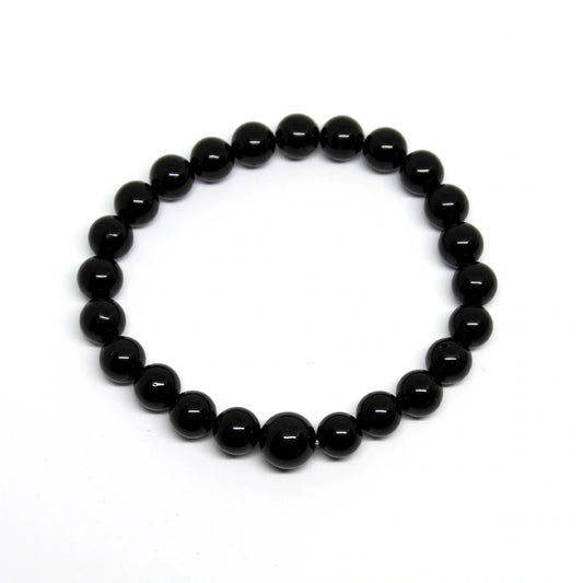 Black Obsidian Beaded Bracelet - Wrist Mala 6mm (6 Pack) - Large Wrists