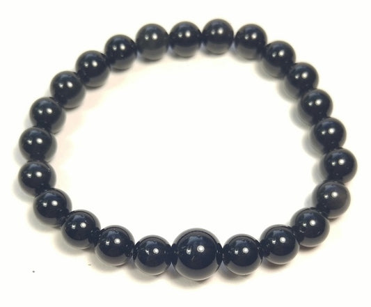Black Obsidian Beaded Bracelet - Wrist Mala 6mm (6 Pack) - Average Wrists