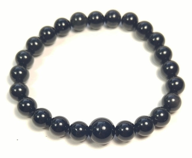 Black Obsidian Beaded Bracelet - Wrist Mala 6mm (6 Pack) - Large Wrists - New