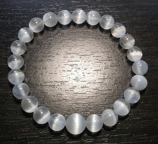 Selenite Beaded Bracelet - Wrist Mala - 6mm (2 Pack) - Average Wrists