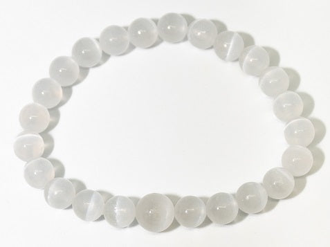Selenite Beaded Bracelet - Wrist Mala - 6mm (2 Pack) - Average Wrists
