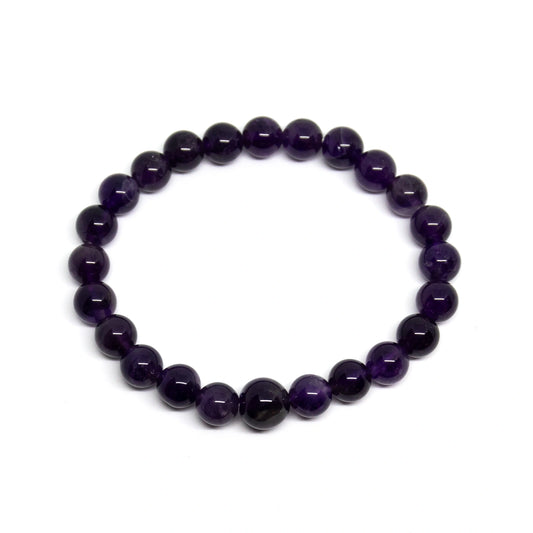 A Grade Amethyst Stretchy Beaded Bracelet - Wrist Mala 8mm (2 Pack)