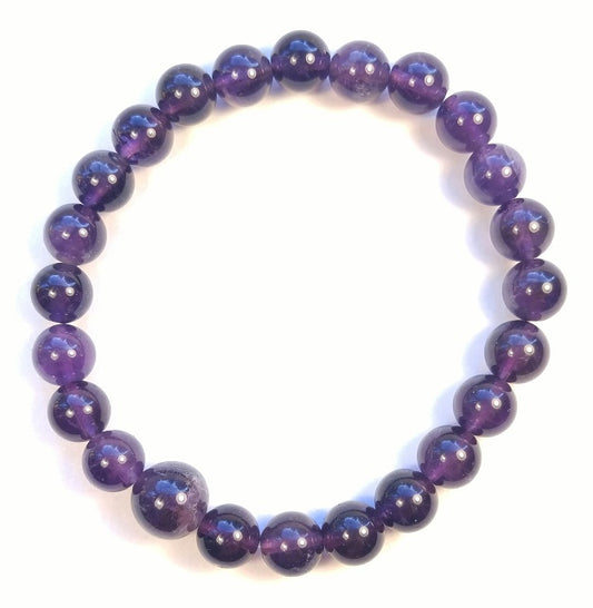 A Grade Amethyst Beaded Bracelet - Wrist Mala 8mm (2 Pack) - Small Wrists