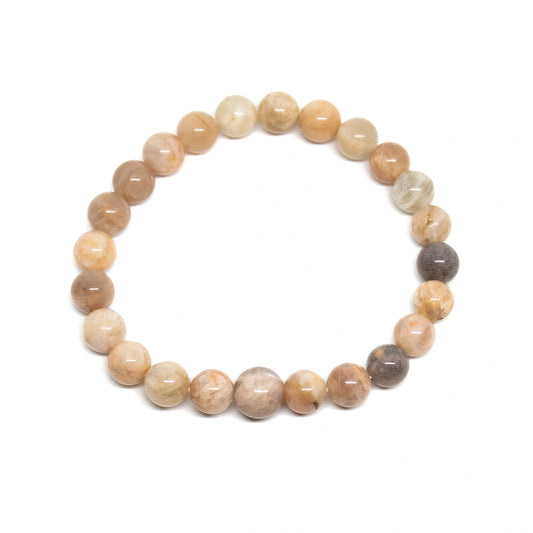 Peach Moonstone Beaded Bracelet - Wrist Mala - 8mm (2 Pack)