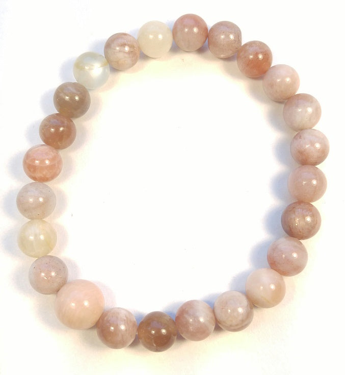 Peach Moonstone Beaded Bracelet - Wrist Mala - 4mm (4 Pack) - Average Wrists - New
