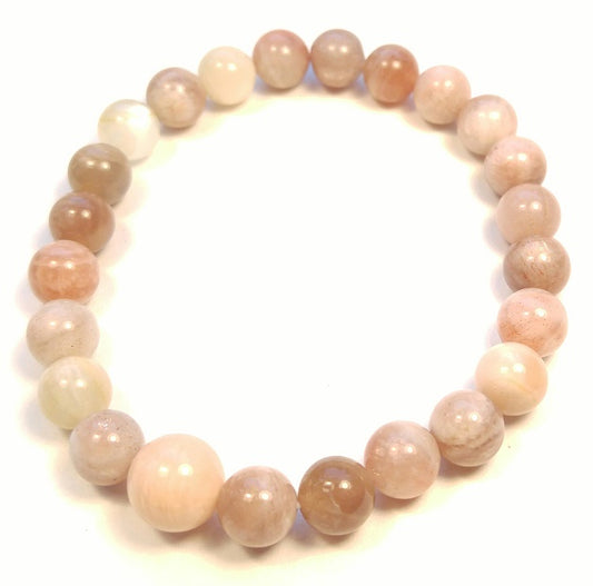 Peach Moonstone Beaded Bracelet - Wrist Mala - 6mm (2 Pack) - Average Wrists - New