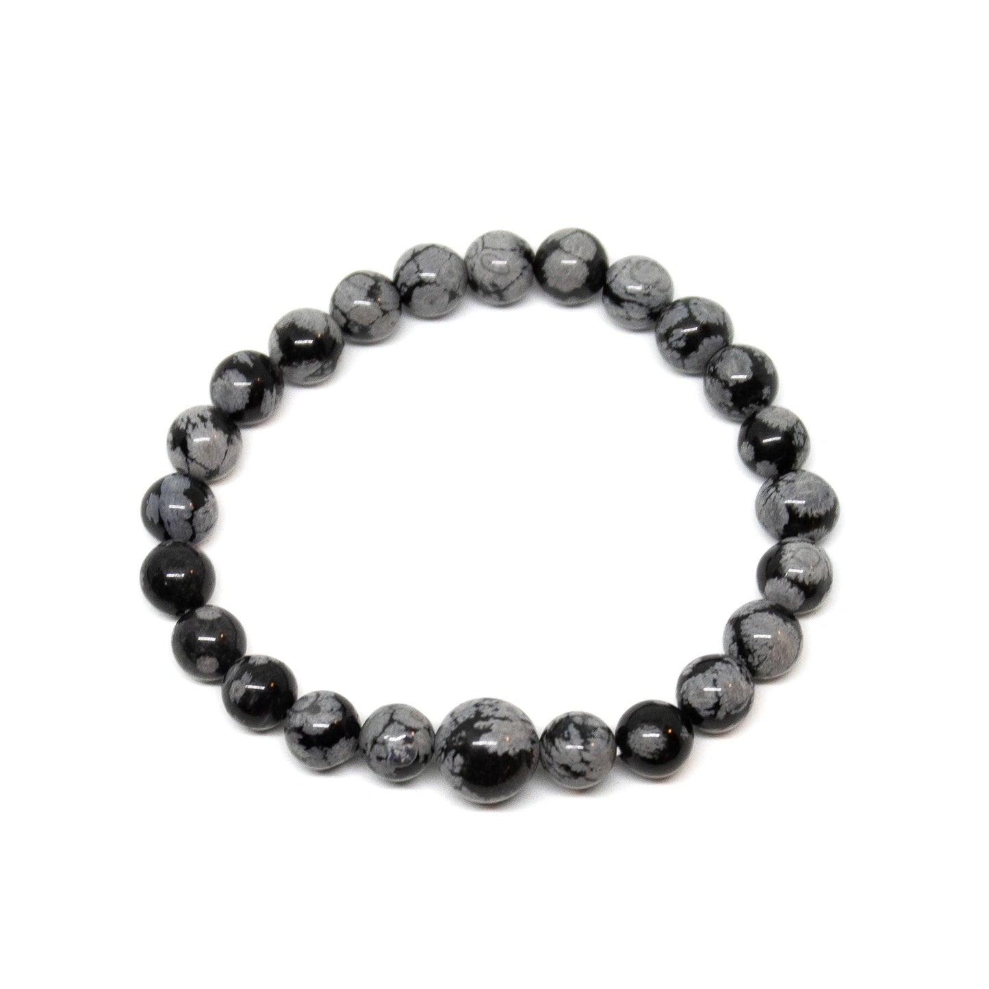 Snowflake Obsidian Beaded Bracelet - Wrist Mala - 8mm (2 Pack)