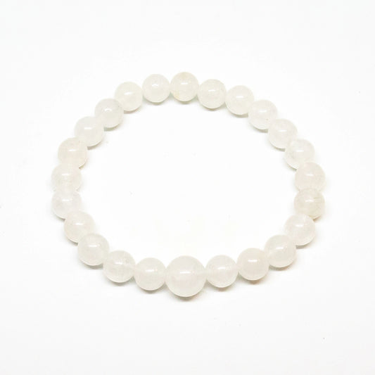 White Jade Beaded Bracelet - Wrist Mala - 8mm (4 Pack)