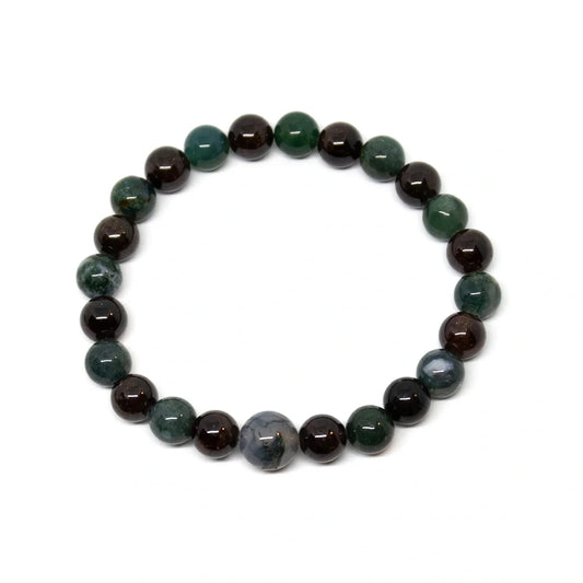Moss Agate Beaded Bracelet - Wrist Mala - 6mm (6 Pack) - Large Wrists