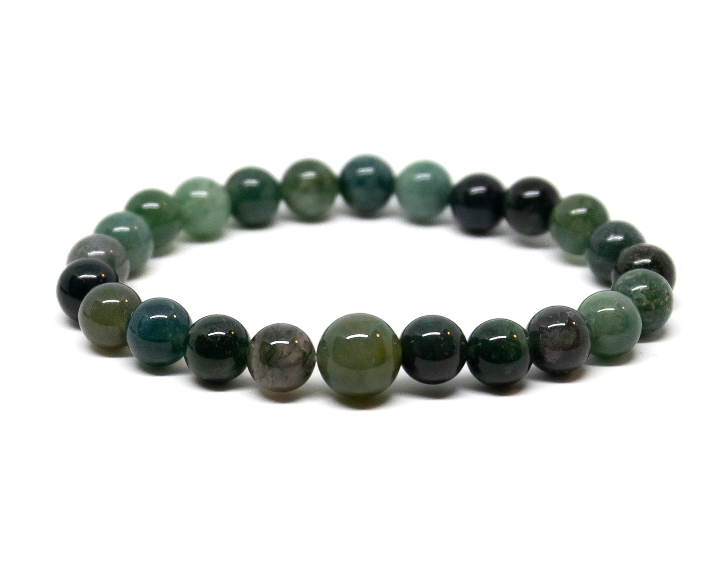 Moss Agate Beaded Bracelet - Wrist Mala - 8mm (4 Pack) - Small Wrists