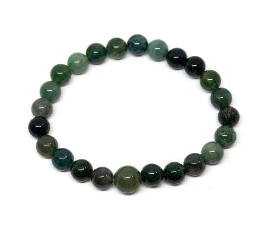 Moss Agate Beaded Bracelet - Wrist Mala - 8mm (4 Pack) - Small Wrists