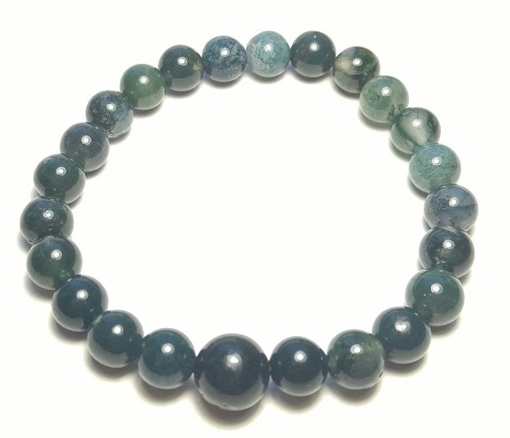 Moss Agate Beaded Bracelet - Wrist Mala - 8mm (4 Pack) - Small Wrists