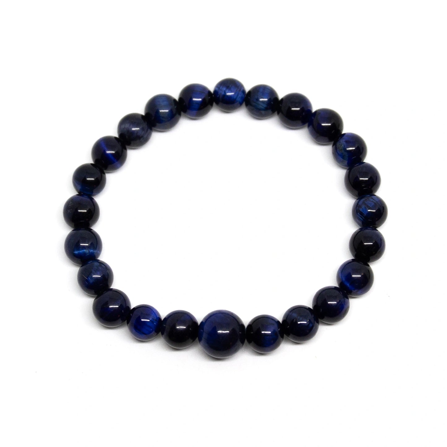 Hematite & Blue Tiger's Eye Beaded Bracelet - Wrist Mala 8mm (2 Pack)