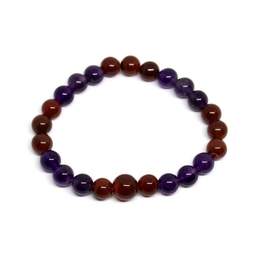 Carnelian & Amethyst Beaded Bracelet - Wrist Mala - 8mm (2 Pack)