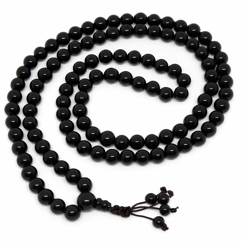 Black Obsidian Zen 108 Mala - Prayer Beads - 8mm (1 Pack)
