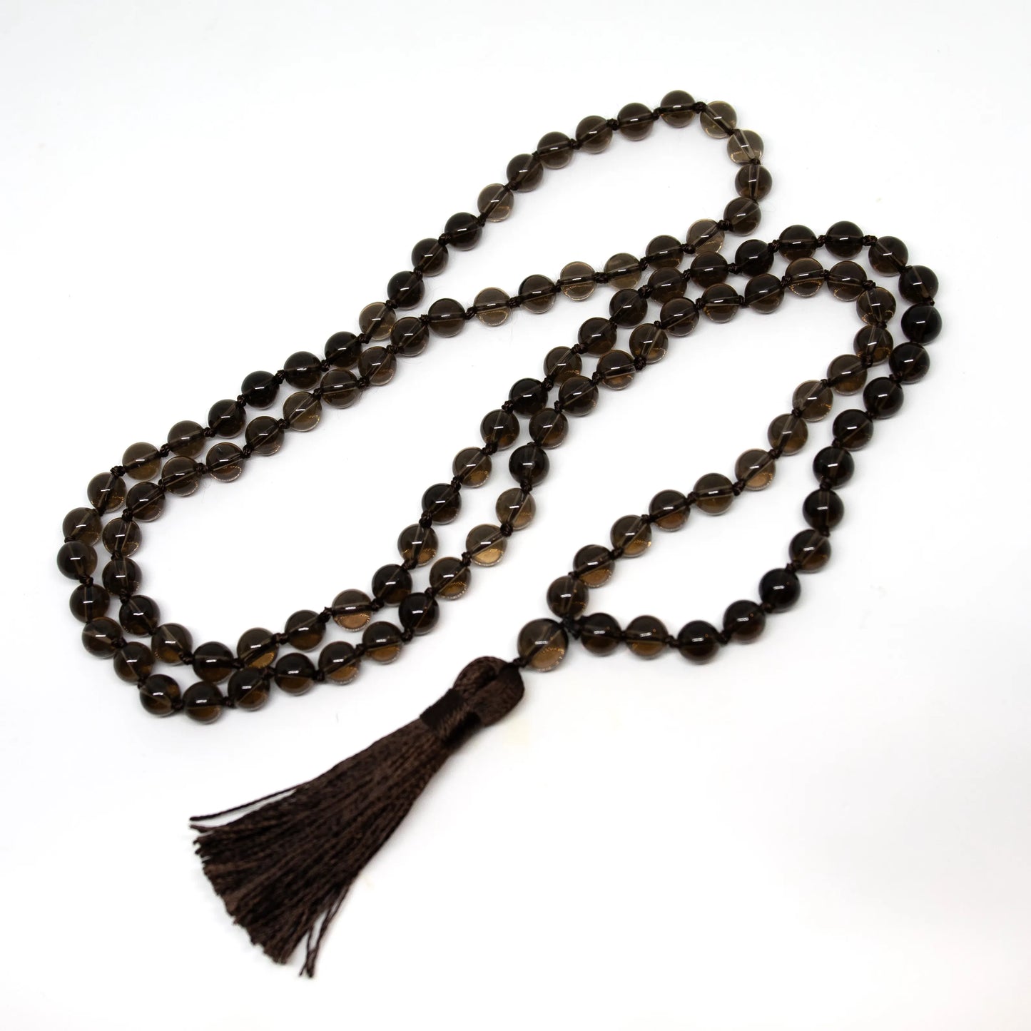 Smoky Quartz Knotted 108 Bead Mala - Prayer Beads - 8mm (1 Pack)
